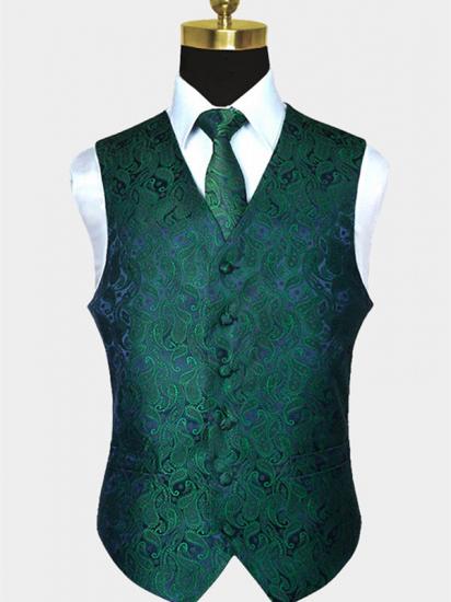 Dark Green Paisley Vest Set for Sale Online_1