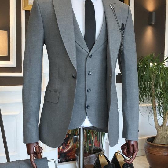 Osmond Trendy Dark Gray Peaked Lapel Slim Fit Formal Menswear_1