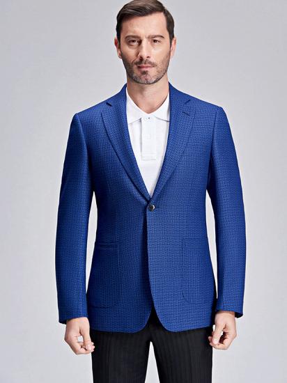Casual Chic Dots Patch Pocket Fashionable Blue Blazer Jacket for Men_1