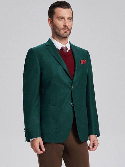 Classic Dark Green Patch Pocket Blazer Jacket for Men_2