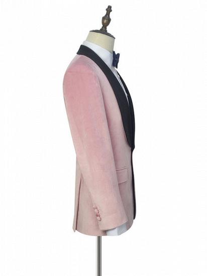 Stylish Pink Wedding Tuxedos | Black Silk Shawl Lapel Prom Suits for Men_3
