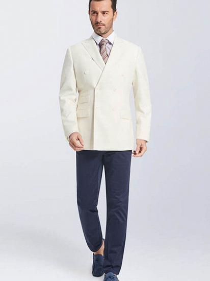 Ivory Double Breasted Mens Wedding Tuxedo Blazer Jacket_3