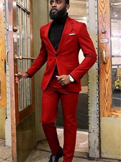 New Arrival Red Two Piece Slim Fit Prom Men Suit_1