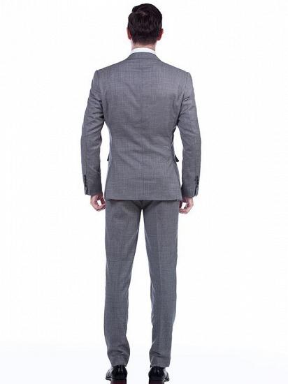 Newly Notch Lapel Two Flap Pockets Grey Slim Fit Mens Suits Online for Business_3
