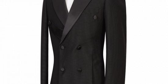 Gavin latest Design Black Double Breasted Peaked Lapel Best Fitted Men Suits_5