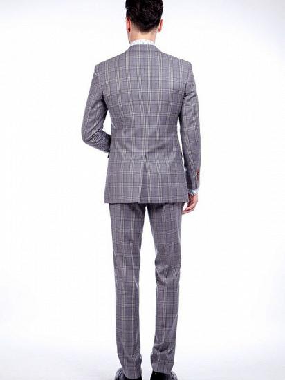 Light Grey Checked Stylish Notch Lapel Mens Suits_3