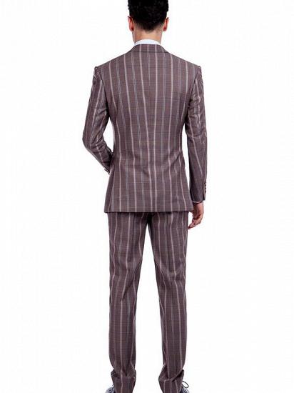 Peak Lapel Plaid Double Breasted Premium Mens Suits with Flap Pocket_3