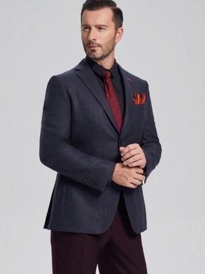 Formal Dark Navy Classic Mens Business Suit Blazer Jacket_2