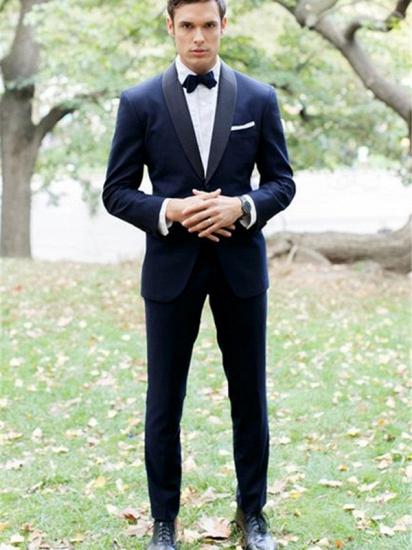 Blue Shawl Lapel Bespoke Wedding Tuxedo | Two Pieces Slim Fit Men Suits Online_1