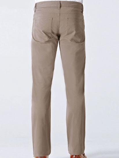 Light Brown Cotton Classic Business Straight Pants for Men_2