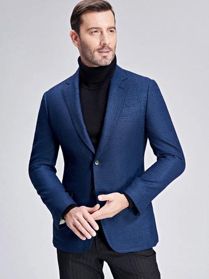 Blue Plaid New Blazer for Men Slim Fit Suit Jacket_3