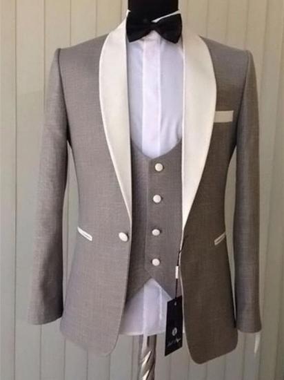 Brown Shawl Lapel 3 Pieces Tuxedo | Groom Wedding Men Dress Suits with One Button_1