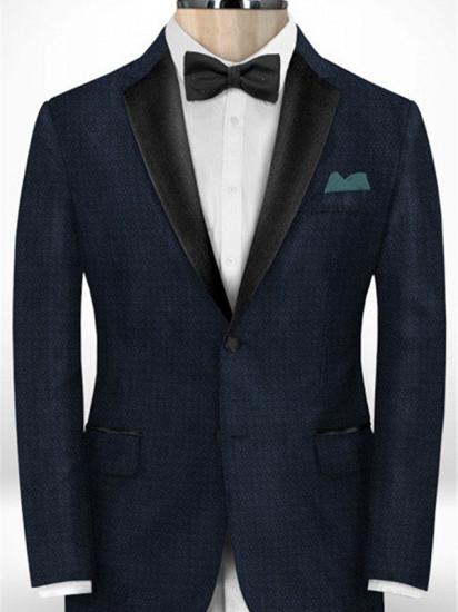 Dark Blue Plaid Men Suits | Slim Fit Tuxedos for Men_1