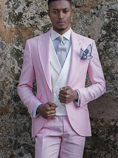 Fashion Notch Lapell Groom Tuxedos | Pink Prom Men Outfits_1