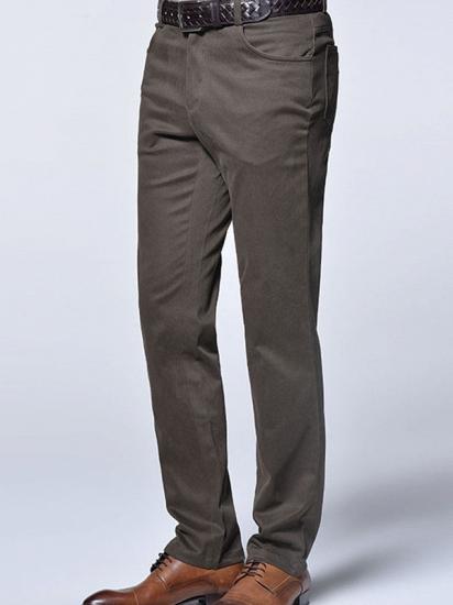 Brown Cotton Slim Fit Fashionable Casual Pants for Men_3