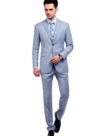 Solid Light Blue Mens Suits with Flap Pockets_1