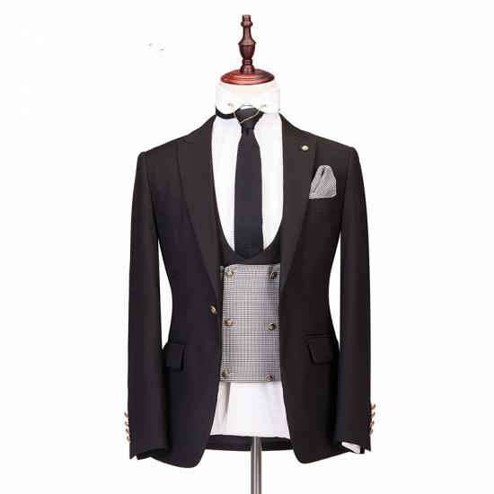 Collin Peaked Lapel Three-Piece Best Fitted Men Suits for Wedding_3
