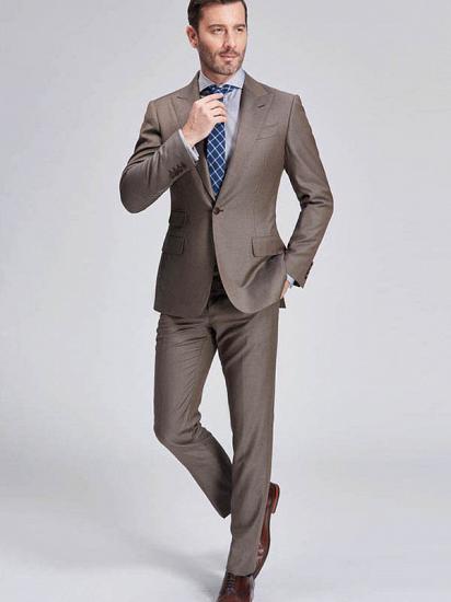 High-Class Coffee Mens Suits for Business | Peak Lapel One Button Mens Suits_3
