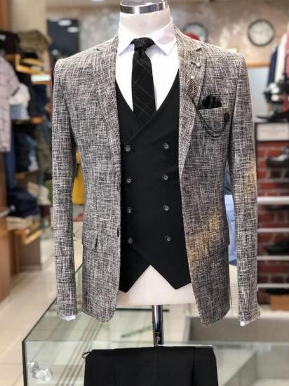 Charles Fashion Notched Lapel Slim Fit Men Blazer Jacket with Vest_2