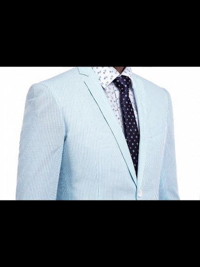 Newly Light Blue Mens Suits | Stripes Seersucker Leisure Suits for Men_4
