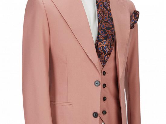 Ivan 3 Piece Coral Pink Two Buttons Peak Lapel Stylish Men's Suit_2
