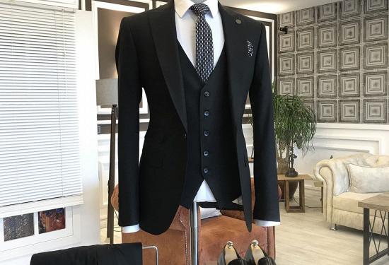 Manuel Simple Black One Button Formal Business Slim Fit Suits For Men_2