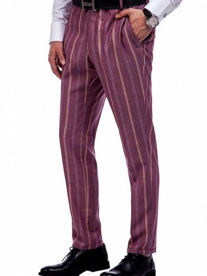 Modern Check Patten Red Purple Mens Suits_8