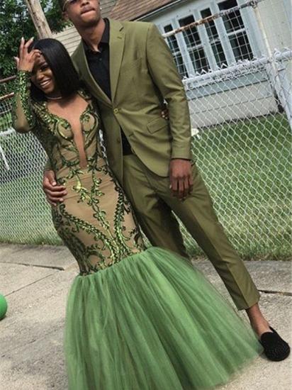 Lime Green Two Piece Slim Fit Handsome Prom Outfits_1