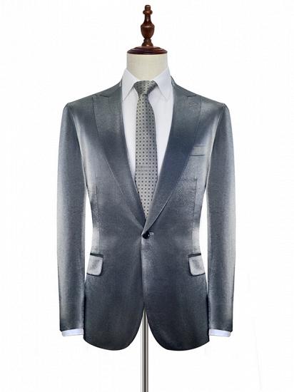 Shiny Silver Prom Suits | Glittering Peak Lapel Suits for Men_2