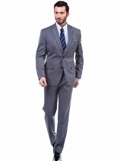 Notch Lapel Two Flap Pockets Classic Grey Mens Suits for Business_1