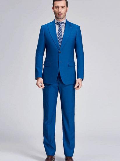 Bright Solid Blue Premium Mens Suits Sale | Peak Lapel Flap Pocket Suits for Men_1