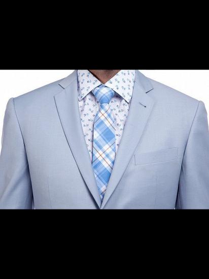 Solid Light Blue Mens Suits with Flap Pockets_4