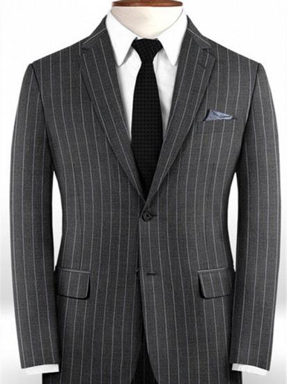 New Smoking Gray Men Suits For Business | Modern Striped Notch Lapel Tuxedo Online_1