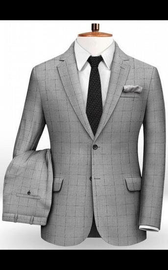 Gray Plaid Men Suits For Two Pieces | Newest Slim Fit Tuxedo_2