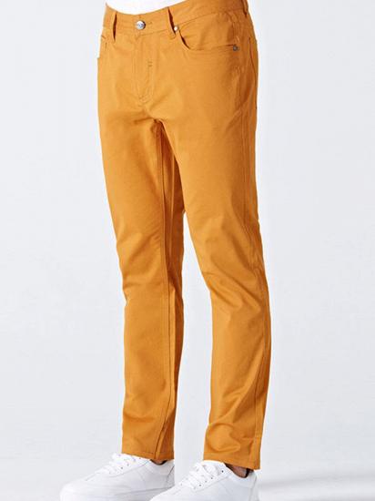 Orange Cotton Made-to-Order Solid Mens Casual Trousers_2