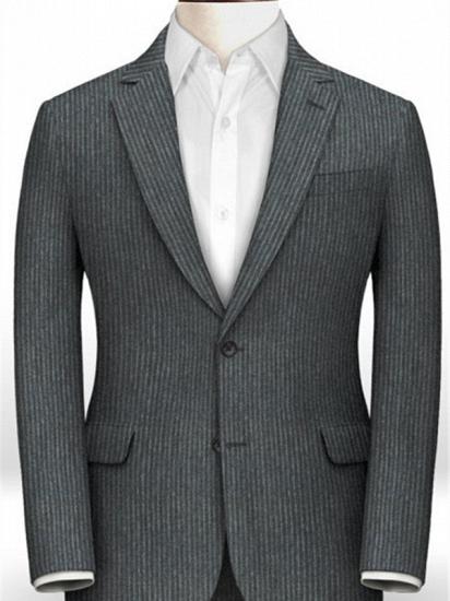 Dark Grey Slim Fit Men Suits Online | Fashion Striped Two Pieces Tuxedo_1