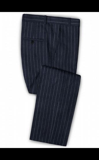 Marvin Dark Blue Linen Casual Tuxedo for Men | Striped Slim Fit Men Suits_3