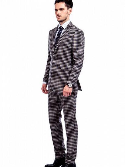 Peak Lapel Check Pattern Mens Premium Suits Sale Online_2