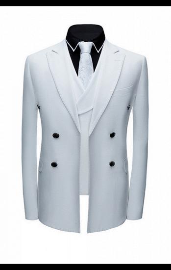 Jonathon Stylish White Notched Lapel Double Breasted Formal Men suits