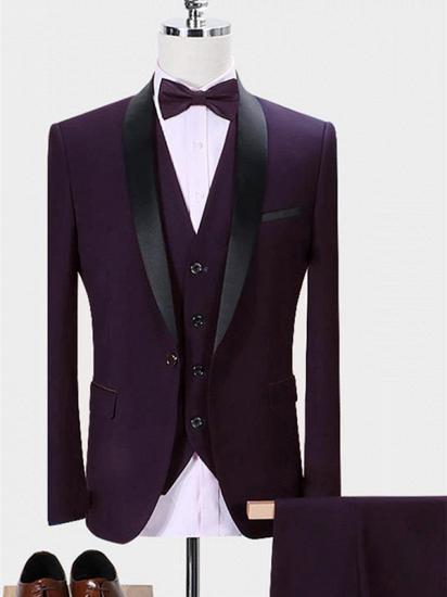 Dark Purple Business Tuxedos | Glamorous Slim Fit Men Dress Prom Suits 3 Pieces_1