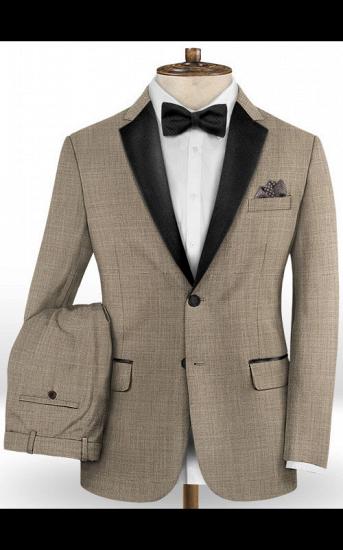Khaki Slim Fit Men Suits Online | Fashion Black Lapel Tuxedo for Men_2