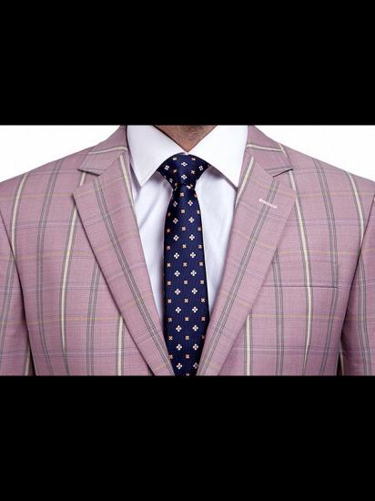 New Coming Plaid Pink Mens Suits with Flap Pocket_4