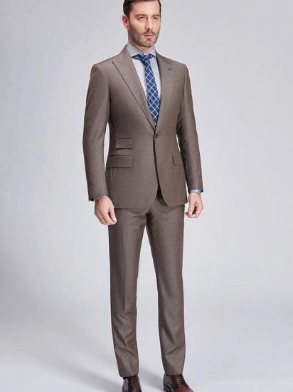 High-Class Coffee Mens Suits for Business | Peak Lapel One Button Mens Suits_2