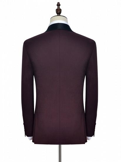 Luxury Black Shawl Collor One Button Burgundy Wedding Suits for Men_5