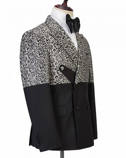 Ryder Cool Leopard Print Black Double Breasted Men Suits_3