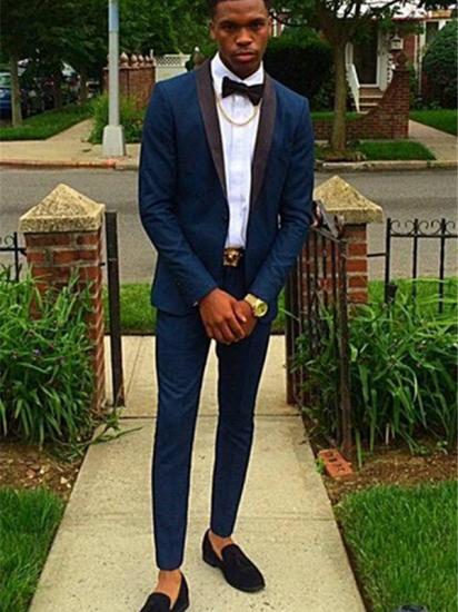 Navy Blue Stylish Two Piece Men Suit for Prom_1