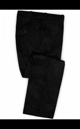 Black Corduroy Business Men Suits | Bespoke Striped Tuxedo with 2 Pieces_3