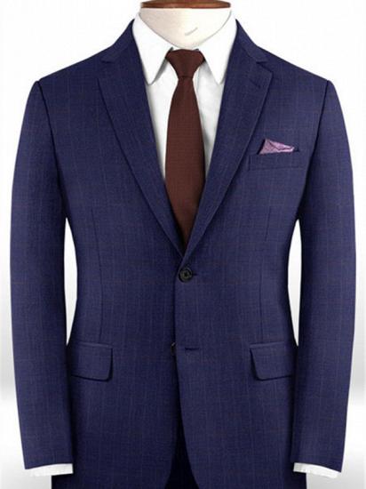 Navy Blue Business Plaid Men Suits | Groom Wear 2020 Classic WeddingTuxedos_1