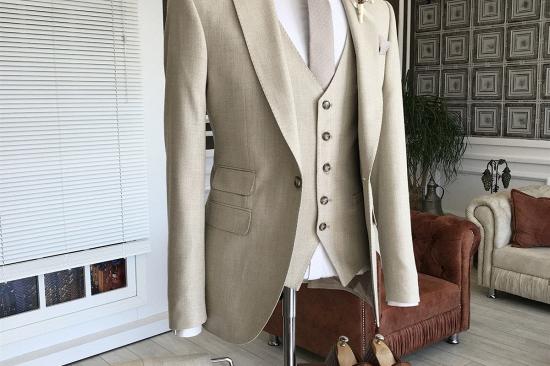 Jason Fashion Off-White 3-Pieces Peaked Lapel Business Suits For Men_2