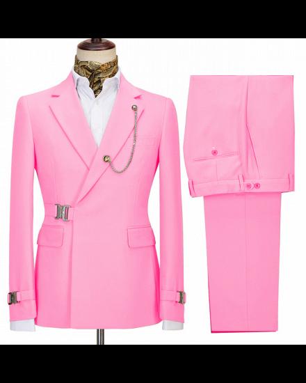 Blake Stylish Pink Slim Fit Notched Lapel Formal Business Men Suits_2